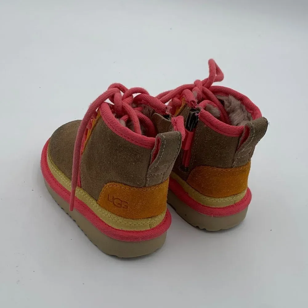 UGG Kids Jorie Tan & Pink Suede Boots – Size 6